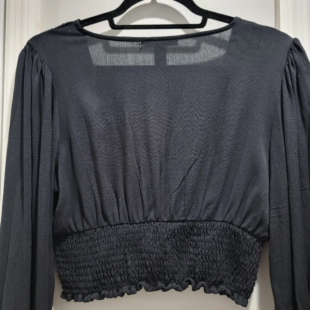 Forever 21 Woven Cropped Top with Smocked Waistband